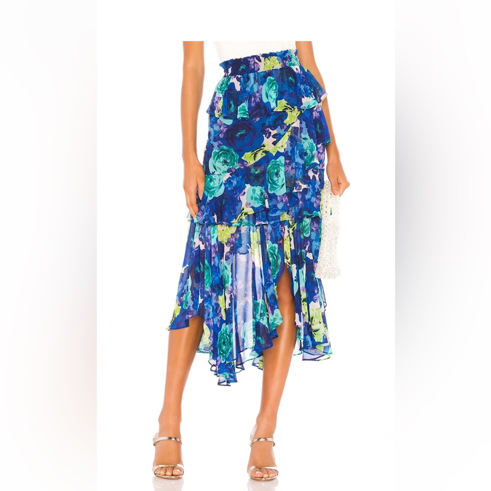 MISA Los Angeles Blue Floral Skirt